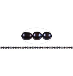 Heilstein & Edelstein-Strang - Reiskorn, Süßwasser-Perle AB, petrol dunkel (gef.), 06-07mm