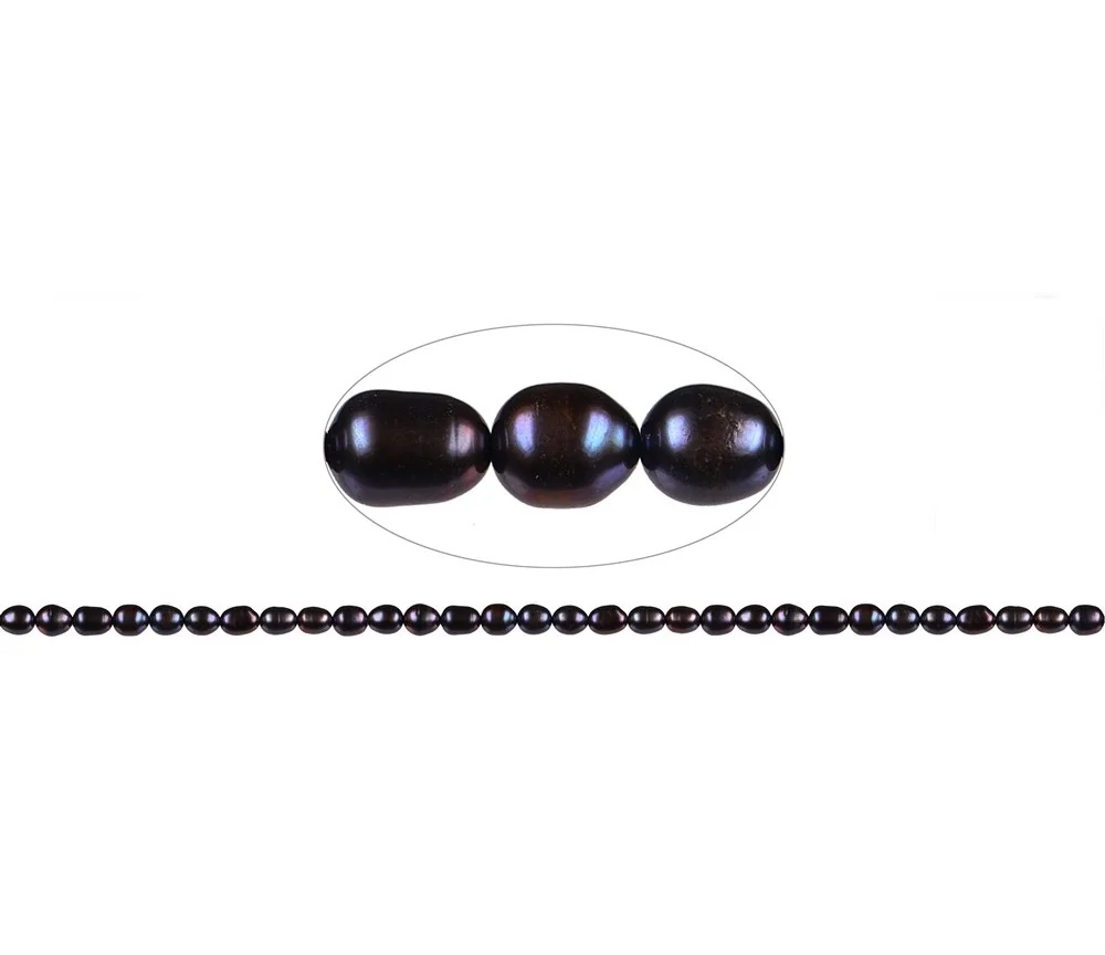 Heilstein & Edelstein-Strang - Reiskorn, Süßwasser-Perle AB, petrol dunkel (gef.), 06-07mm