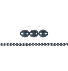 Heilstein & Edelstein-Strang - Reiskorn, Süßwasser-Perle AB, petrol (gef.), 07-08mm (39cm)