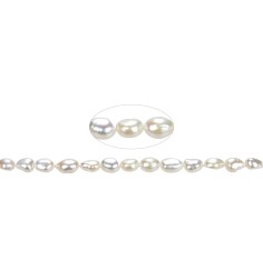 Heilstein & Edelstein-Strang - Freeform flach, Süßwasser-Perle AB, weiß-creme (natur), 09-10mm  - 3er Pack