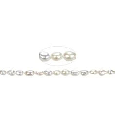 Heilstein & Edelstein-Strang - Freeform flach, Süßwasser-Perle AB, weiß-creme (natur), 09-10mm - 3er Pack