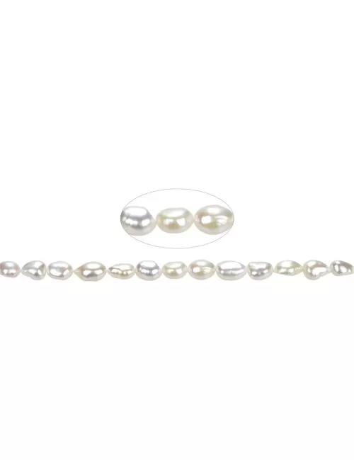 Heilstein & Edelstein-Strang - Freeform flach, Süßwasser-Perle AB, weiß-creme (natur), 09-10mm - 3er Pack