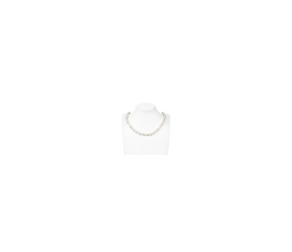 Heilstein & Edelstein-Strang - Freeform flach, Süßwasser-Perle AB, weiß-creme (natur), 09-10mm - 3er Pack