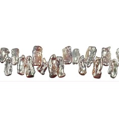 Heilstein & Edelstein-Strang - flach, Süßwasser-Perle violett hell (natur), ca. 08-12 x 14-20mm