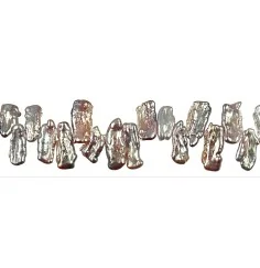 Heilstein & Edelstein-Strang - flach, Süßwasser-Perle violett hell (natur), ca. 08-12 x 14-20mm