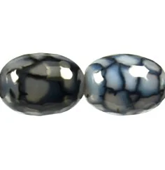 Heilstein & Edelstein-Strang - Olive, Achat (Schlangenachat), schwarz (gef.), facettiert, 27-30 x 21-22mm