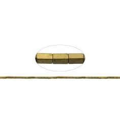Heilstein & Edelstein-Strang - Quader, Hämatin gold (gef.) matt, 04 x 02 x 02mm- 3er Pack