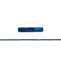 Heilstein & Edelstein-Strang - Quader, Hämatin blau (gef.), 04 x 02 x 02mm- 3er Pack