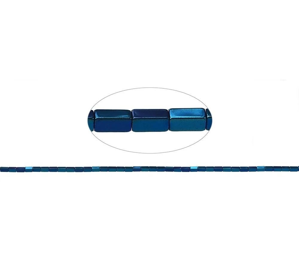 Heilstein & Edelstein-Strang - Quader, Hämatin blau (gef.), 04 x 02 x 02mm- 3er Pack