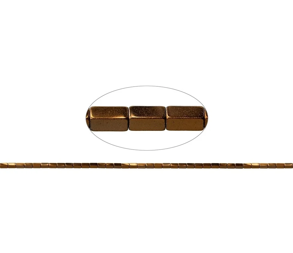 Heilstein & Edelstein-Strang - Quader, Hämatin braun (gef.), 04 x 02 x 02mm- 3er Pack