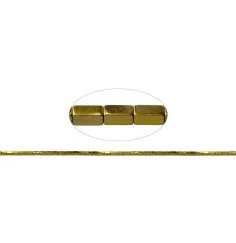 Heilstein & Edelstein-Strang - Quader, Hämatin gold (gef.), 04 x 02 x 02mm- 3er Pack