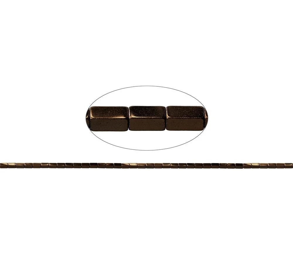 Heilstein & Edelstein-Strang - Quader, Hämatin coffee (gef.), 04 x 02 x 02mm- 3er Pack