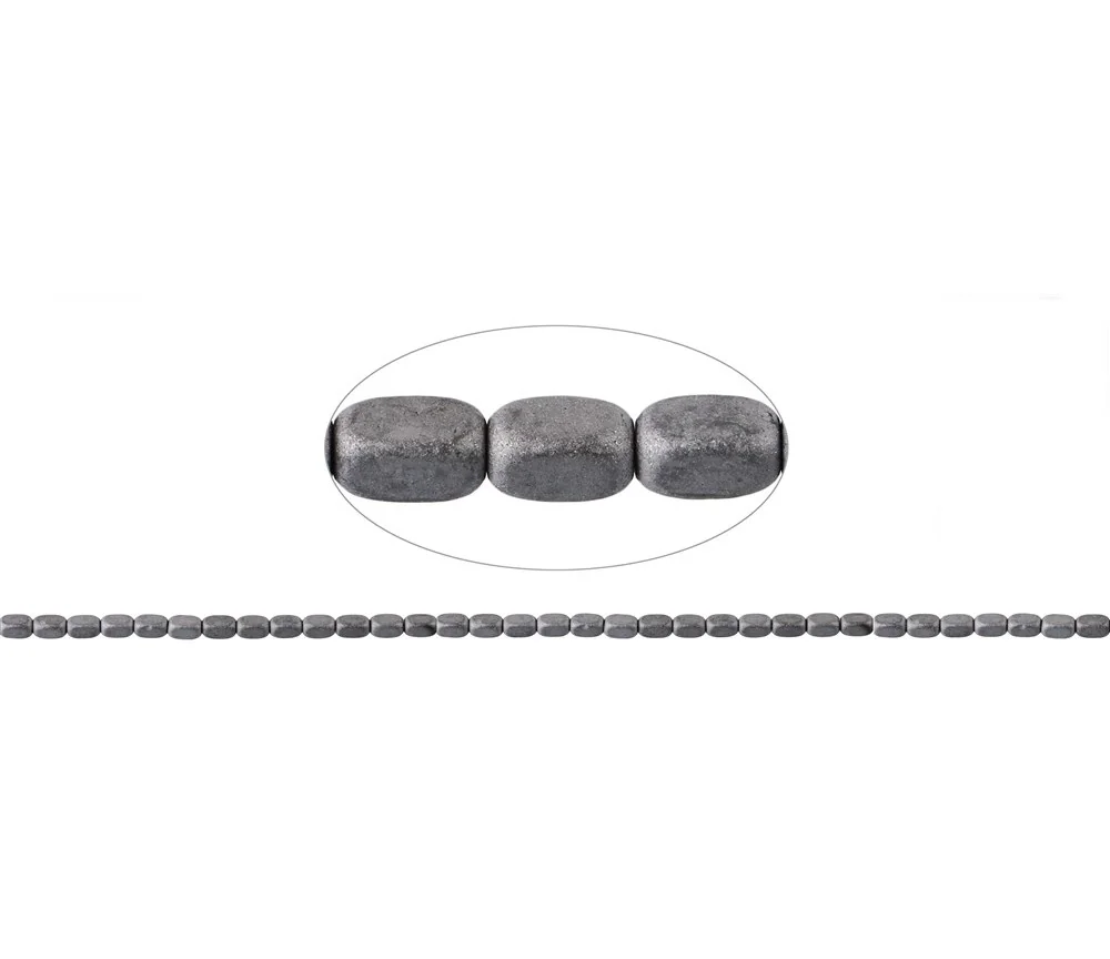 Heilstein & Edelstein-Strang - Quader gerundet, Hämatin silber (gef.) matt, 05 x 03mm- 3er Pack