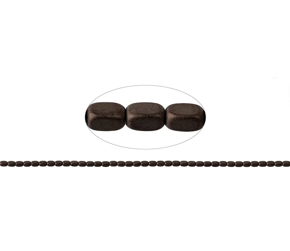 Heilstein & Edelstein-Strang - Quader gerundet, Hämatin coffee (gef.) matt, 05 x 03mm- 3er Pack