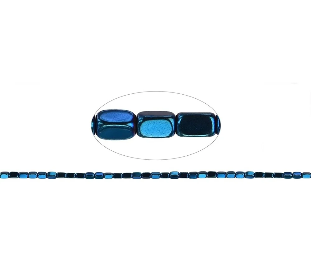 Heilstein & Edelstein-Strang - Quader gerundet, Hämatin blau (gef.), 05 x 03mm- 3er Pack