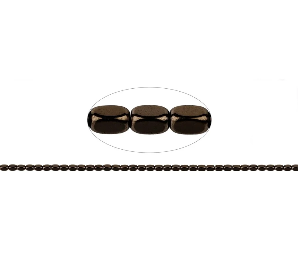 Heilstein & Edelstein-Strang - Quader gerundet, Hämatin coffee (gef.), 05 x 03mm- 3er Pack