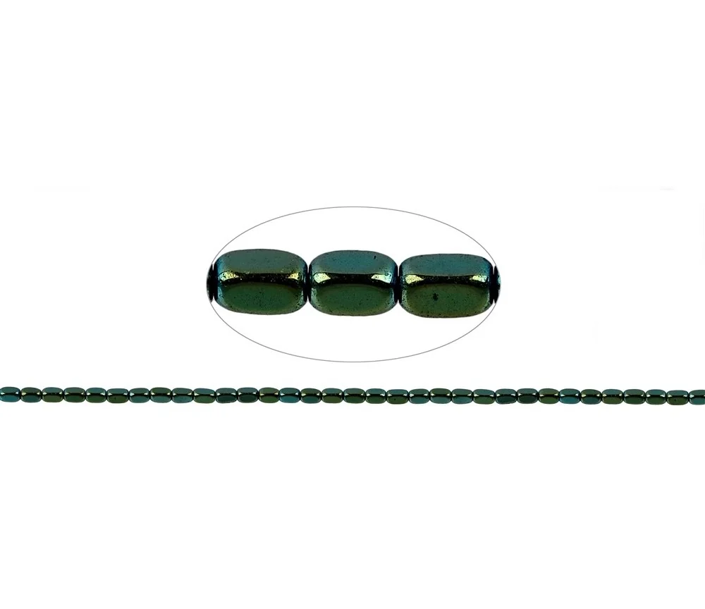 Heilstein & Edelstein-Strang - Quader gerundet, Hämatin blau-grün (gef.), 05 x 03mm- 3er Pack
