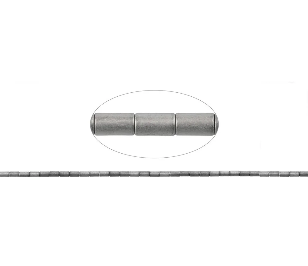 Heilstein & Edelstein-Strang - Zylinder, Hämatin silber (gef.) matt, 05 x 03mm- 3er Pack