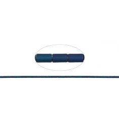 Heilstein & Edelstein-Strang - Zylinder, Hämatin blau (gef.) matt, 05 x 03mm- 3er Pack