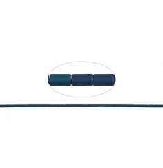Heilstein & Edelstein-Strang - Zylinder, Hämatin blau (gef.) matt, 05 x 03mm- 3er Pack