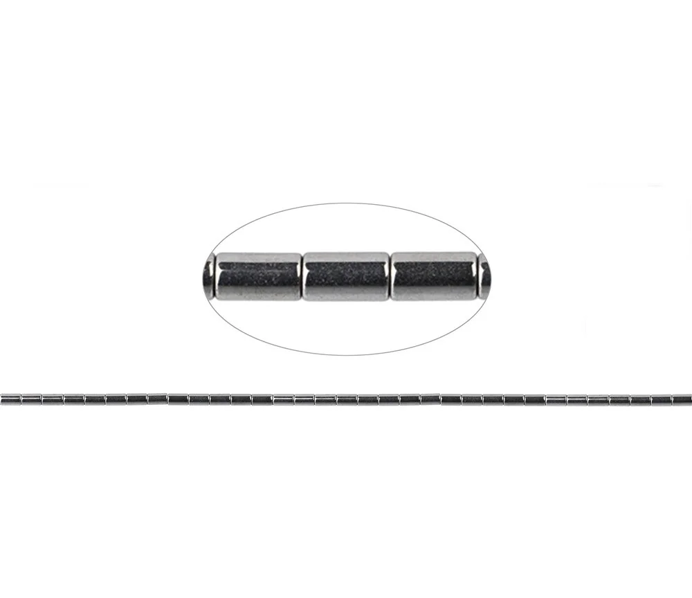 Heilstein & Edelstein-Strang - Zylinder, Hämatin silber (gef.), 05 x 03mm- 3er Pack