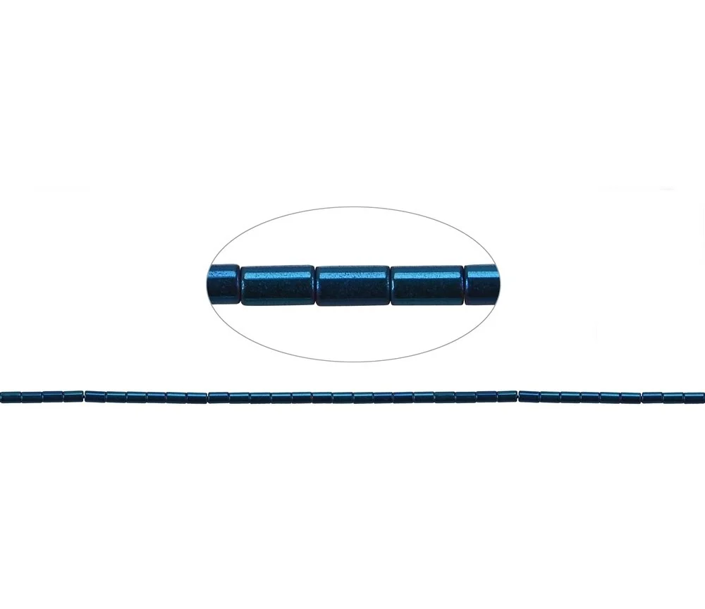 Heilstein & Edelstein-Strang - Zylinder, Hämatin blau (gef.), 05 x 03mm- 3er Pack