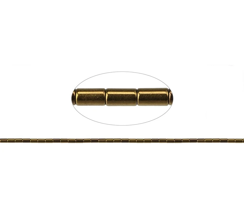 Heilstein & Edelstein-Strang - Zylinder, Hämatin gold (gef.), 05 x 03mm- 3er Pack