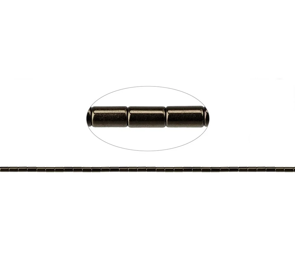 Heilstein & Edelstein-Strang - Zylinder, Hämatin coffee (gef.), 05 x 03mm- 3er Pack