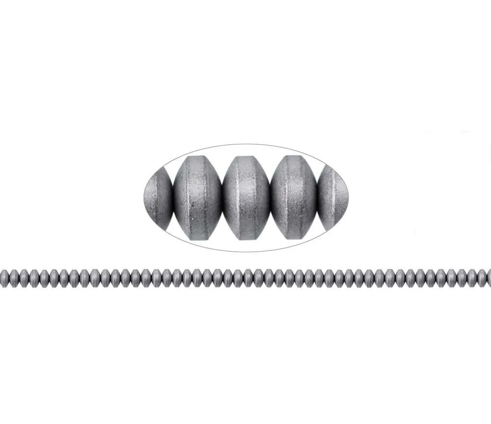 Heilstein & Edelstein-Strang - Button, Hämatin silber (gef.) matt, 02 x 04mm- 3er Pack