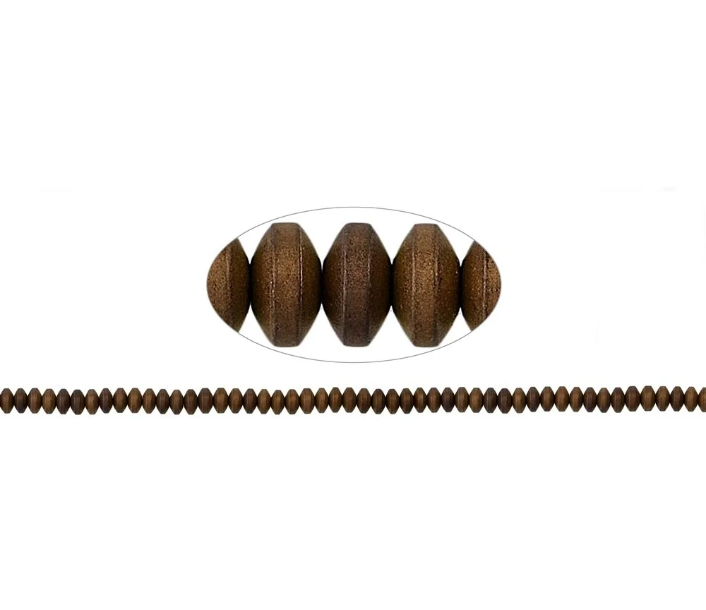 Heilstein & Edelstein-Strang - Button, Hämatin braun (gef.) matt, 02 x 04mm- 3er Pack