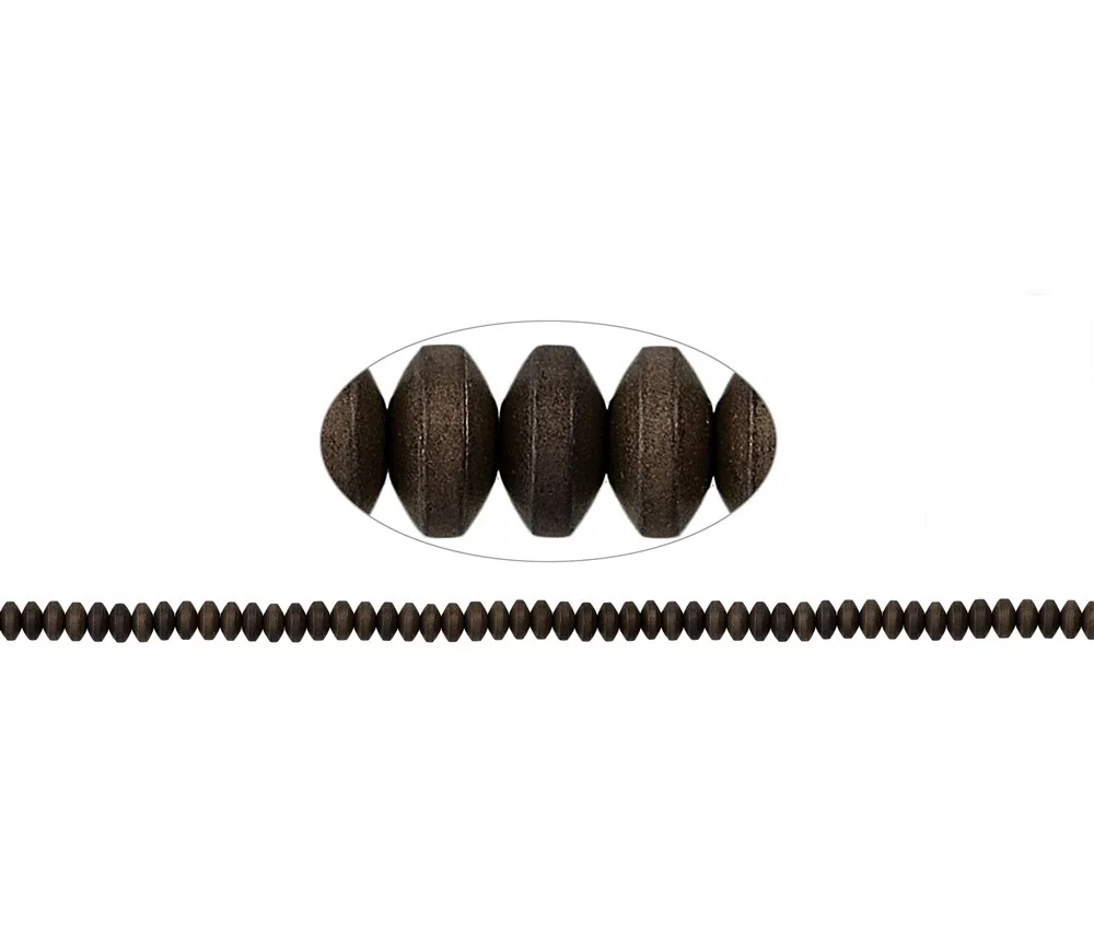 Heilstein & Edelstein-Strang - Button, Hämatin coffee (gef.) matt, 02 x 04mm- 3er Pack