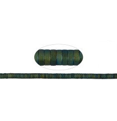 Heilstein & Edelstein-Strang - Zylinder (Heisihi), Hämatin blau-grün (gef.) matt, 01 x 03mm