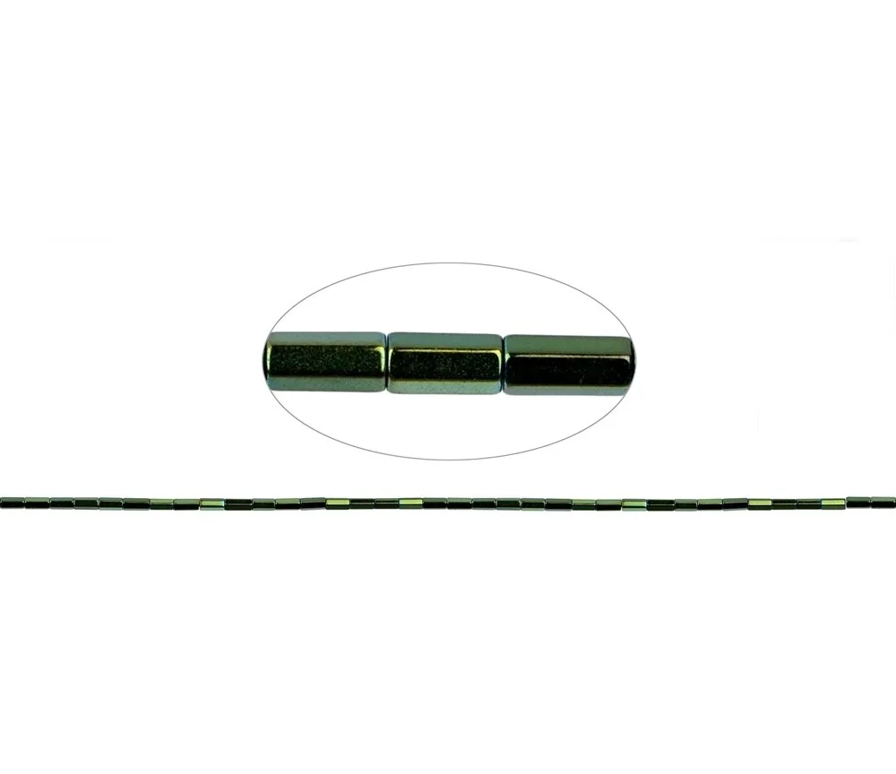 Heilstein & Edelstein-Strang - Zylinder facettiert, Hämatin blau-grün (gef.), 04 x 02mm