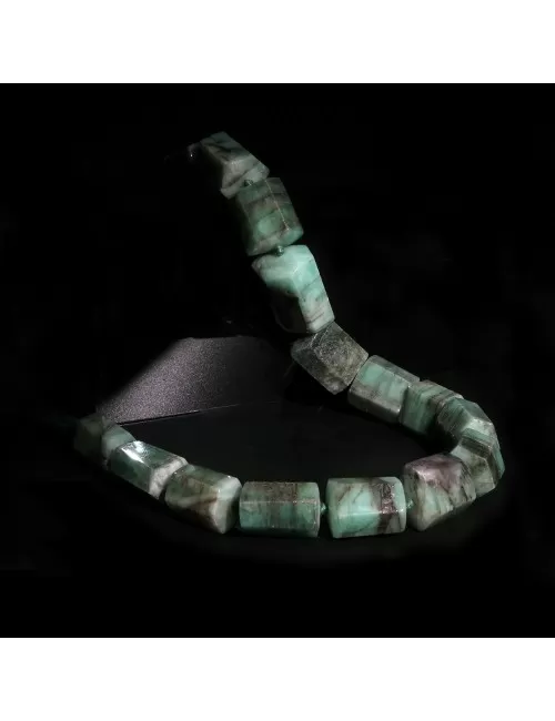 Heilstein & Edelstein-Strang - Zylinder sechsseitig Smaragd Unikat -001