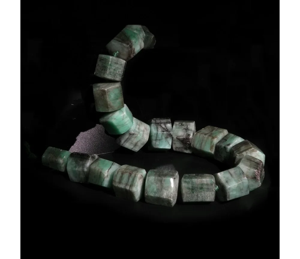 Heilstein & Edelstein-Strang - Zylinder sechsseitig Smaragd Unikat -004