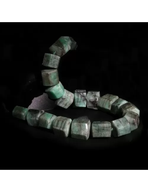 Heilstein & Edelstein-Strang - Zylinder sechsseitig Smaragd Unikat -004