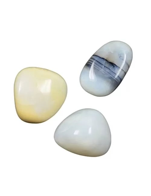 Trommelsteine - Opal - weiß- 3