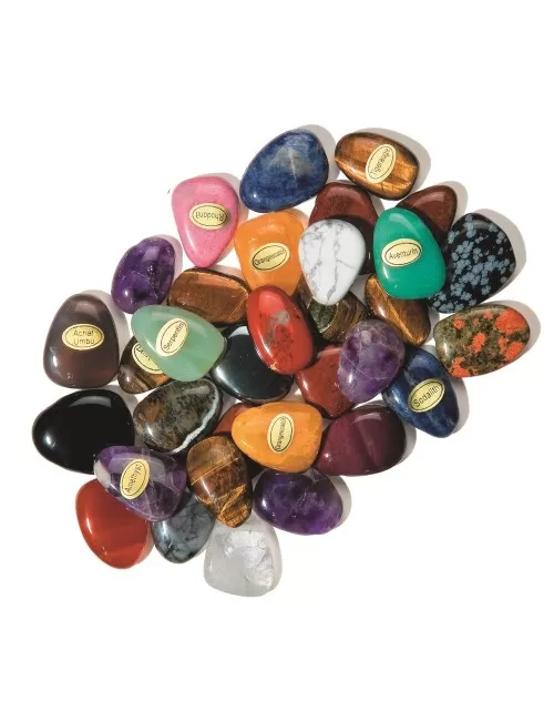 Trommelsteine - gebohrt - gemischte Steine ca. 2 bis 3cm - 1Kg Beutel