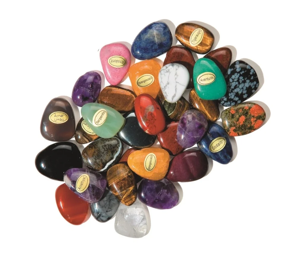 Trommelsteine - gebohrt - gemischte Steine ca. 3,5 - 4cm - 1Kg Beutel