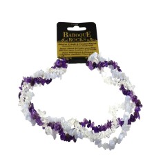 Halskette - Collier - Barock - Innerer Friede & Verständigung - Chalcedon, Amethyst, Bergkristall