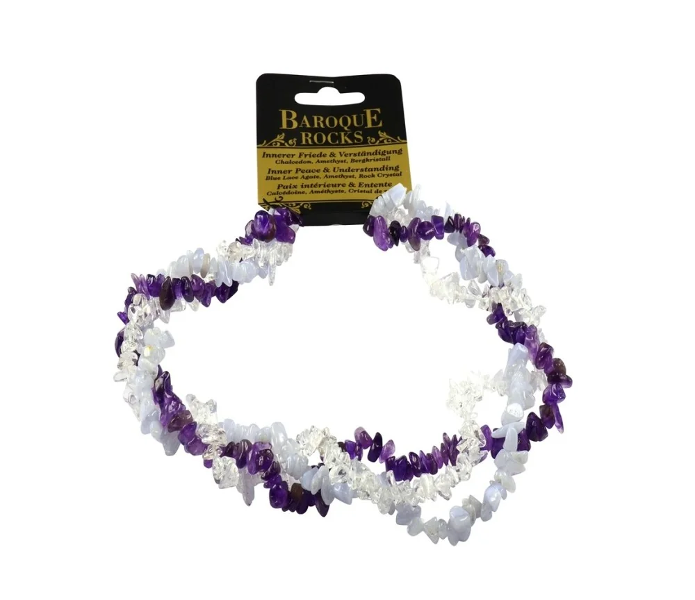 Halskette - Collier - Barock - Innerer Friede & Verständigung - Chalcedon, Amethyst, Bergkristall