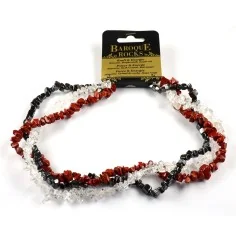 Halskette - Collier - Barock - Kraft & Energie - Hämatit, Bergkristall, Jaspis (rot)