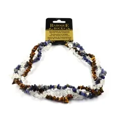 Halskette - Collier - Barock - Durchblick & Erkenntnis - Tigerauge, Sodalith, Bergkristall