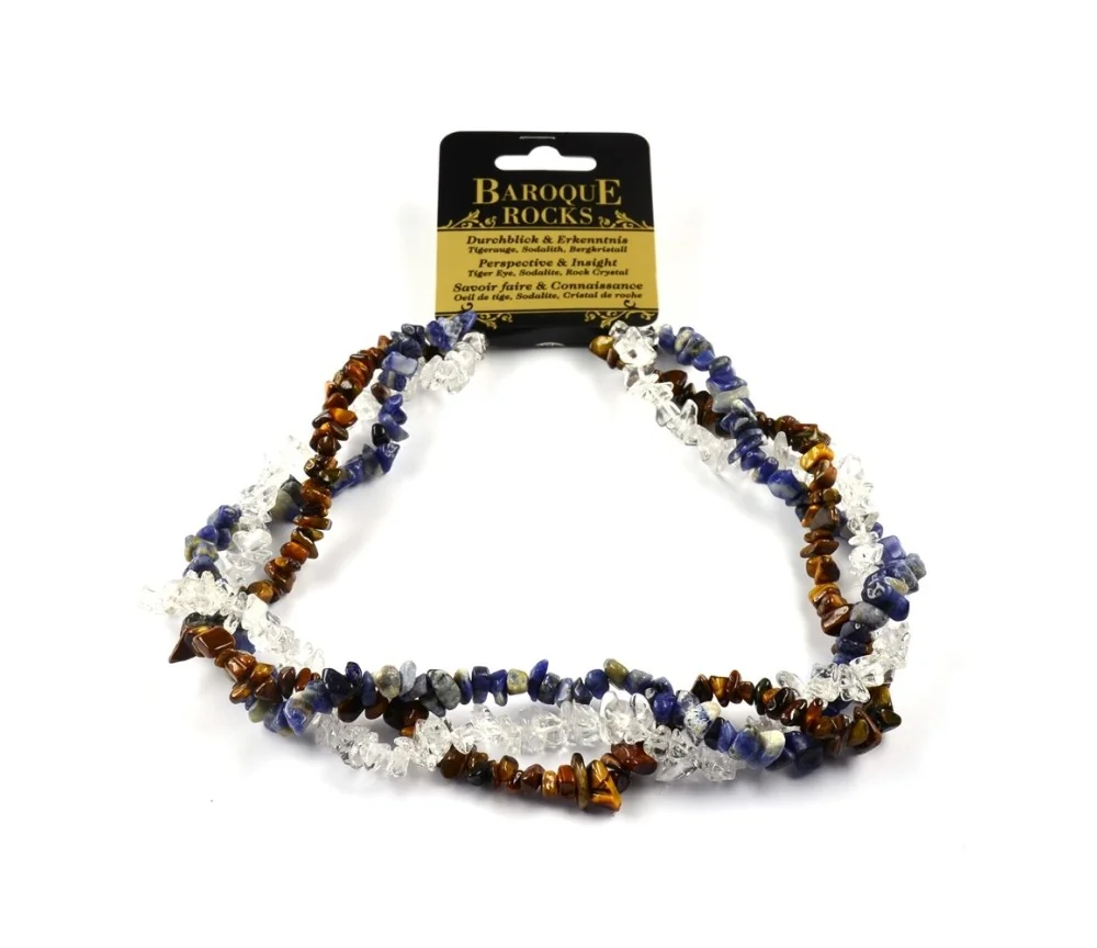 Halskette - Collier - Barock - Durchblick & Erkenntnis - Tigerauge, Sodalith, Bergkristall