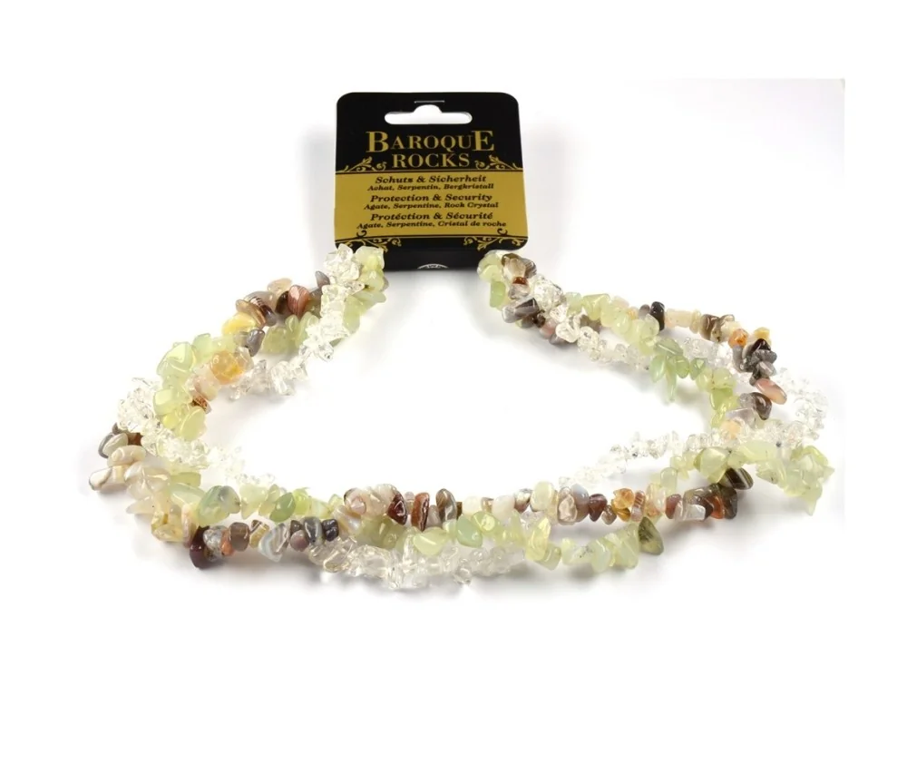 Halskette - Collier - Barock - Schutz & Sicherheit - Achat, Serpentin, Bergkristall
