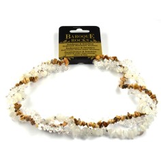 Halskette - Collier - Barock - Ausdauer & Intuition - mehrreihig - Bergkristall, Bilderjaspis, Mondstein