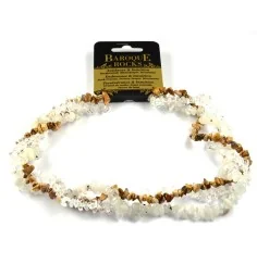 Halskette - Collier - Barock - Ausdauer & Intuition - mehrreihig - Bergkristall, Bilderjaspis, Mondstein