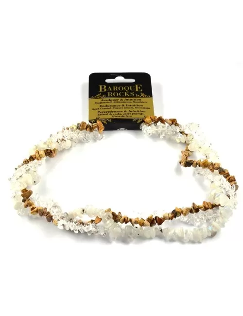 Halskette - Collier - Barock - Ausdauer & Intuition - mehrreihig - Bergkristall