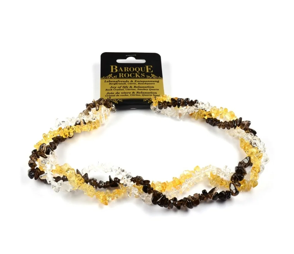 Halskette - Collier - Barock - Lebensfreude & Entspannung - Bergkristall, Citrin gebr., Rauchquarz