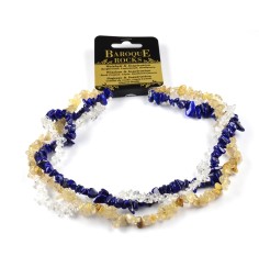 Halskette - Collier - Barock - Weisheit & Inspiration - Bergkristall, Lapis Lazuli, Rutilquarz